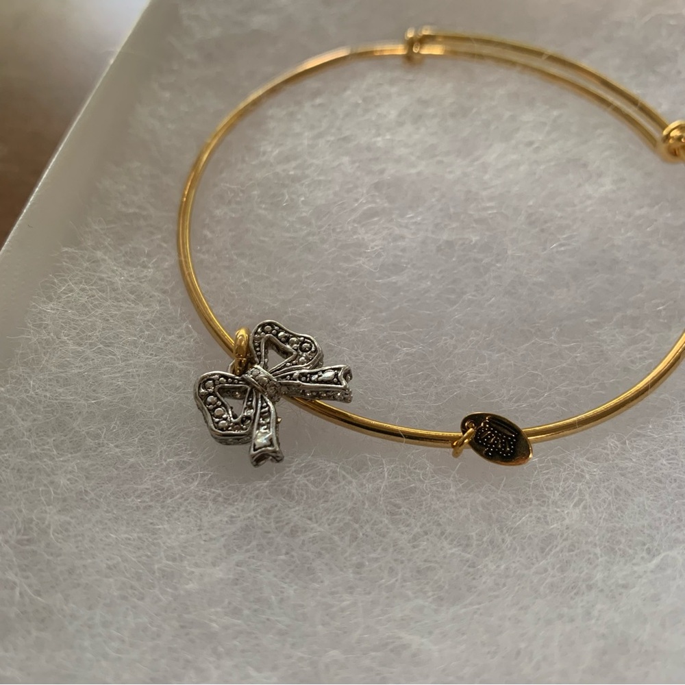 Retro Juicy Couture Pam & Gela Silver Pace Crystal Bow Charm on Gold Bracelet - Picture 8 of 9